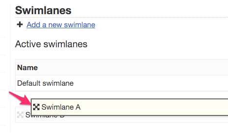Configuração de Swimlanes